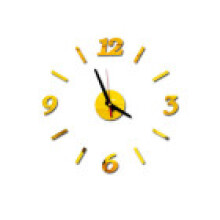 (Gold) Analog 3d Diy Mirror Surface Large Number Wall Clock Sticker Decor Office Home