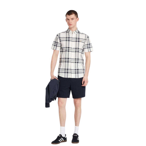 Farah (M, Ecru) Farah Mens Bold Check Cotton Shirt 2