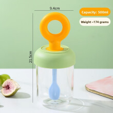 (Green) Breakfast Reusable Jar With Internal Spoon For Fruit Cereal Lovers Yogurt And