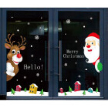 (Deer)Christmas Wall Window Sticker Home Room Decoration New Year Decals Santa Claus