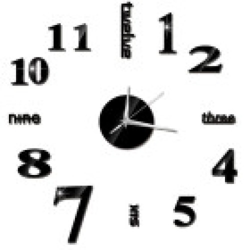 (Black) Analog Diy 3d Mirror Surface Number Wall Clock Sticker Home Modern Decor