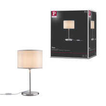 Paulmann 70923 Tessa table luminaire round max. 40 watts bedside lamp cream, brushed iron table lamp metal, fabric E14