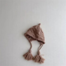 (Khaki)Strickmütze mit flauschigen Quasten und Sonnenschutz für Mädchen Baby Winter und Kleidung Herbst