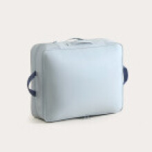 (Blue, 50x40x30cm) Quilted Style Cube Duvet Storage Bag With Compression For Organization Closet Bedroom