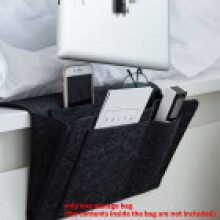 (Black) Felt Solid Color Bedroom Hanging Organizer With Multiple Nightstand For Pockets