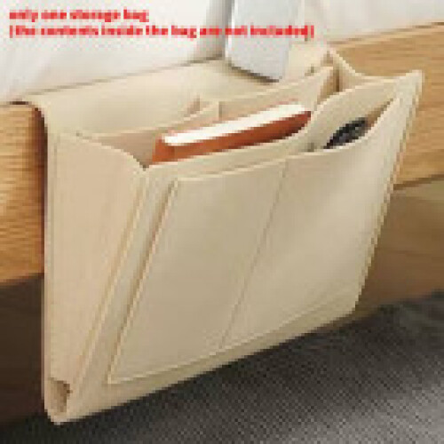(Beige) Felt Solid Color Bedroom Hanging Organizer With Multiple Nightstand For Pockets