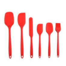 (Red)Silicone Spatulas Spoons Set 6pcs Kitchen Utensils Including Rubber Basting Pastry Brush Spoon Non Stick And Res Heat