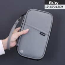 (Gray 12x3.5x21.5cm) Secure Leather Passport Holder Bag With Multifunction Travel Wallet Office Home For
