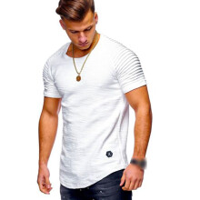 (White, 2XL) Mens Fit Slim O Neck Short Sleeve Muscle Tee Tshirt Casual Sport Shirts Tops