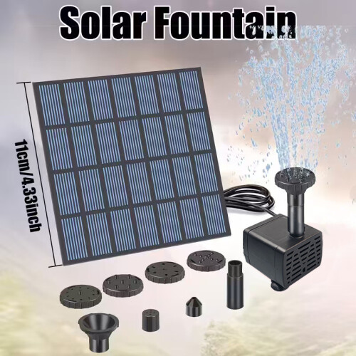 Solar Powered Fountain With Floating Base For Garden Pool And Features Water