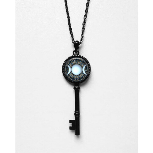 (StyleA)Colar de vidro feminino lua e estrela outono com acessório estilo boêmio
