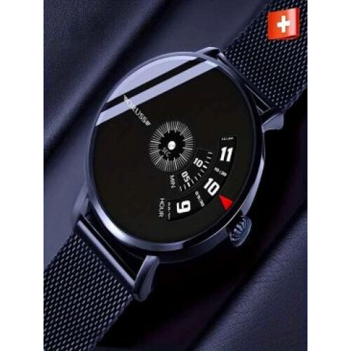 Mens 3ATM ORUSS Designer Black "Dusky"Technical/Computation Rotating Disc Watch 1