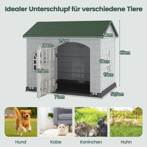 Weerbestendig plastic hondenhok met afsluitbare deur