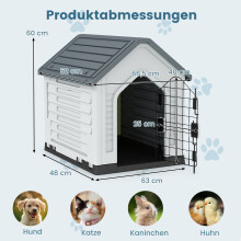 Kunststoffen hondenhok met afsluitbare deur en ventilatie