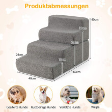 Schuimrubberen huisdierentrap, 4 treden, antislip, wasbare hoes, grijs