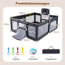 Babybox 188x157 cm met basketbalring en -doel