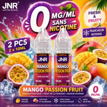JNR - E-liquide Mango Passion Fruit 0MG/ML - Sans Nicotine - Mangue & Fruit de la Passion - Lot de 2 x 10ML