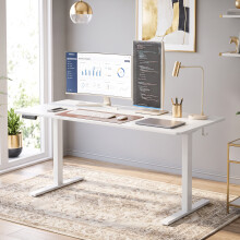 (White) HOMCOM Standing Desk Memory Control Adjustable