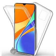 Coque silicone gel fine 360 integrale (avant et arriere) pour Xiaomi Redmi 9C + verre trempe - TRANSPARENT