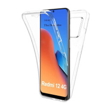 Coque pour Xiaomi Redmi 12 4G - housse etui silicone gel fine 360 integrale (avant et arriere) + verre trempe - TRANSPARENT
