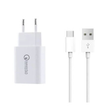 Chargeur - ZSONIX - USB-C 3A 1m - Compatible Samsung A21S/A31/A41/A51/A71 - Blanc - Câble flexible 1 m