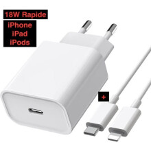 Câble chargeur adaptateur universel - T&B - USB-C vers Lightning - PD 18W - Charge rapide - Compatible iPhone/iPad