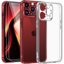 Coque Antichoc Bumper - NEW&TECK - iPhone 15 Pro (6,1 pouces) - Transparente TPU Souple - Coins Renforcés - 2x Verre Trempé