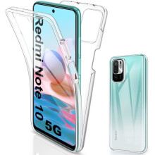Coque Intégrale - NEW&TECK - Xiaomi Redmi Note 10 5G - Transparente - 2 parties (Avant tactile + Arrière rigide) - Antichoc