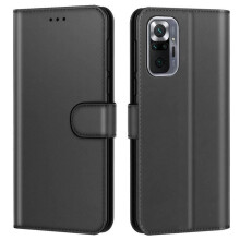 Coque - NEW&TECK - Xiaomi Redmi Note 10 Pro/Pro Max - Cuir - Fermeture Magnétique - Noir