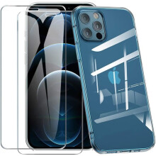 Coque téléphone - NEW&TECK - iPhone 13 Pro Max (6,7") - TPU souple transparent - Antichoc - 2x verre trempé inclus
