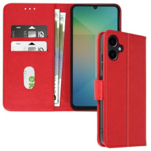 Étui Portefeuille et Support Vidéo Rouge pour Samsung Galaxy A06 - AVIZAR - Chesterfield