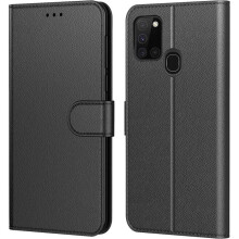 Étui Portefeuille - TECHTA - pour Samsung Galaxy A21s - Pochette Fermeture Magnétique Cuir PU - Noir