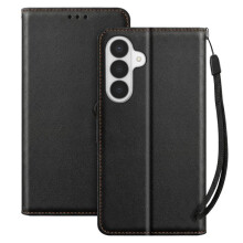Étui Portefeuille pour Galaxy S26 avec Dragonne et Fonction Support Vidéo Noir