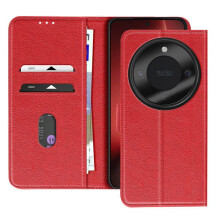 Étui Folio pour Honor Magic 8 Lite Série Chesterfield avec Fonction Support Rouge