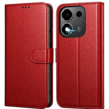 Étui Portefeuille - TECHTA - pour Honor 600 Smart - Pochette Fermeture Magnétique Cuir PU - Rouge