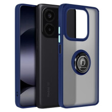 Coque Antichoc - Xiaomi - Redmi Note 14 5G - Bague Support - Finition Métallique - Bleu Nuit