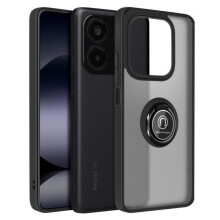 Coque pour Xiaomi Redmi Note 14 5G - Antichoc - Bague Support Vidéo - Finition Métallique - Noir