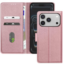 Étui Portefeuille pour iPhone 17 Pro Max Chesterfield avec Fonction Support Rose champagne