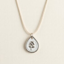 (Style F) Stainless Steel Blue Flower Pendant Necklace With Heart Accent For Summer Women