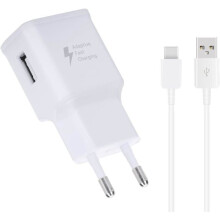 TECHTA - Chargeur Secteur 18W avec Câble USB-C 1 m - Compatible avec Galaxy A37 A57 - Charge Rapide QC3.0