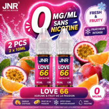 JNR - E-liquide Love 66 0MG/ML - Sans Nicotine - Agrumes & Fruit de la Passion - Lot de 2 x 10ML