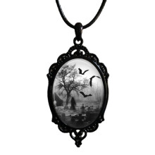 Victorian Gothic Skull Pendant Necklace With Geometric Alloy Charm For Women