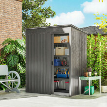 (Light Grey, 5 x 3.5ft) Outsunny Metal Garden Shed with Effortless Assembly