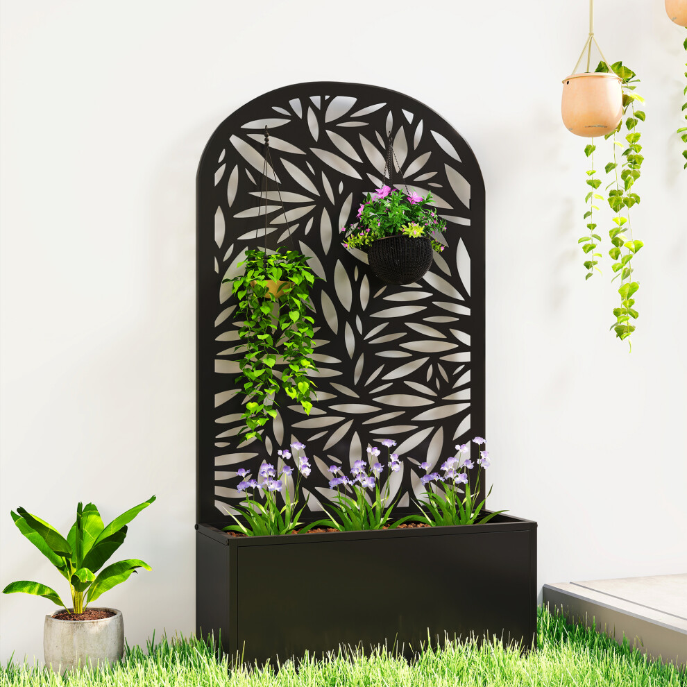 Outsunny Metal Raised Garden Bed With Trellis, Outdoor Elevated Planter Box - Image 3