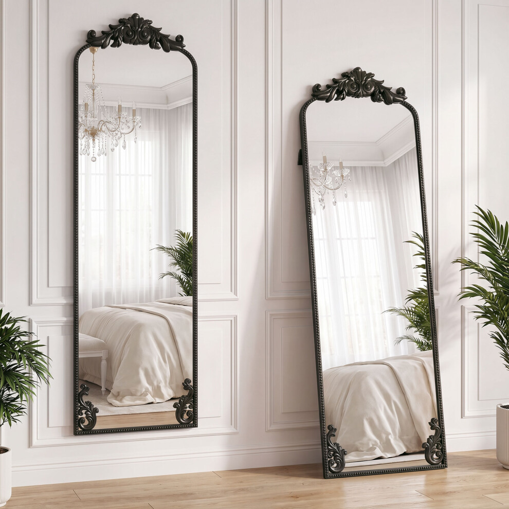 Homcom 50 X 160 Cm Floor Mirror With Metal Frame, Black