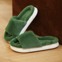 (Dark Green,39)Thick Cotton House Slippers For Men Women With Antislip Eva Outsole Home For