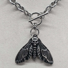 Gothic Death Moth Necklace With Alloy Pendant And Cross Chain For Women
