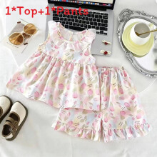(Pink,130cm)Girl Summer Dress With Print Elements And Soft Cotton Fabric For Girls Small