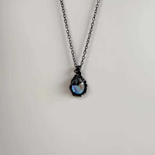 (Blue)Colar pingente gótico com material de liga para estilo vintage feminino uso diário