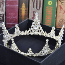(Light Gold)Luxury Gorgeous Glister Crown With Water Crystal Detailing And Construction Alloy